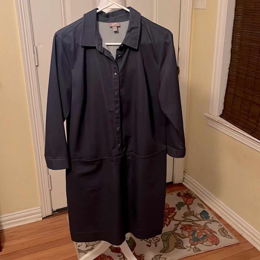 Jjill Blue  live in chino shirt dress with front pockets   Very soft